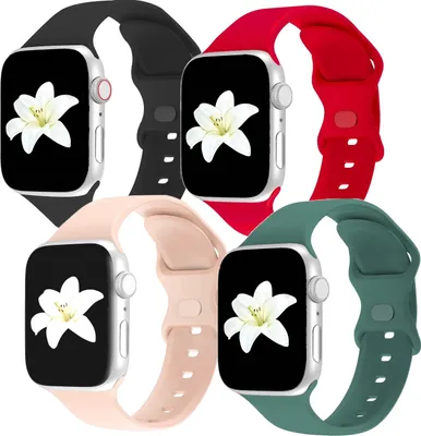Image de 4 bracelets en silicone pour Apple Watch 1/2/3/4/5/6/7/8/9/SE 38/40/41