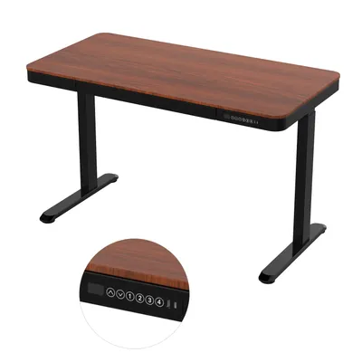 Zdjęcie produktu dla Spacetronik - Biurko z elektryczną regulacją wysokości 120 cm x 60 cm - Biurko z funkcją pamięci dla czterech ustawień wysokości i portami ładowania USB - Ciemny dąb