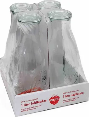 Zdjęcie produktu dla Tacka na 4 butelki soku o pojemności 1 litra z pierścieniami i klipsami