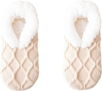 Produktbild von INF Lammwollfutter Rutschfeste Warme Haussocken - Einheitsgröße, 1 Paar Beige