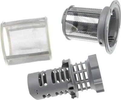 Produktbild von vhbw Feinsieb- / Schmutzsieb-Set (3-teilig) Universal für diverse Geschirrspüler - Spülmaschinensieb, 9cm Silber Grau