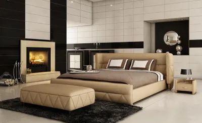 Image de Lit design moderne Hôtel XXL Lits Luxe Style Double Cuir 140 160 180x200cm