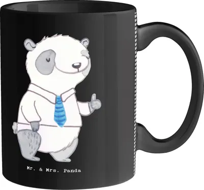 Produktbild von Mr. & Mrs. Panda Trinkbecher Kommunikationsmanager Herz - Schwarz - Geschenk, Studium, Kaffeetasse, Becher, Kaffeebecher, schöne tasse, Interkulturelle Kommunikation