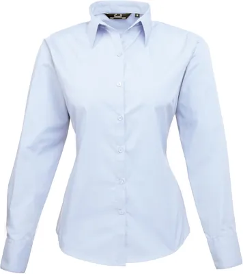 Produktbild von Premier Workwear Baumwolle Classics Popeline Bluse langarm 39.0300 Gr. XL light blue