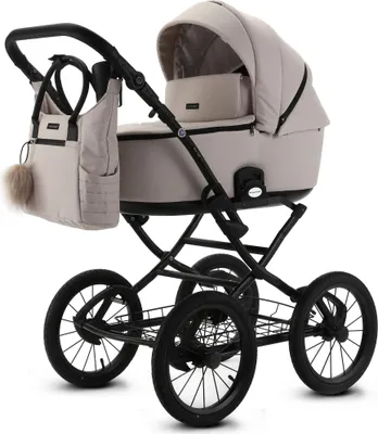 Produktbild von Knirpsenland Retro Style 2.0 Kombi Kinderwagen mit Babywanne und Sportwagenaufsatz 2in1 Beige
