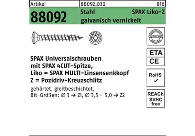 Produktbild von Schraube R 88092 Linsenkopf/Kreuzschlitz-PZ 4 x 20/15-Z Stahl galvanisch vernickelt
