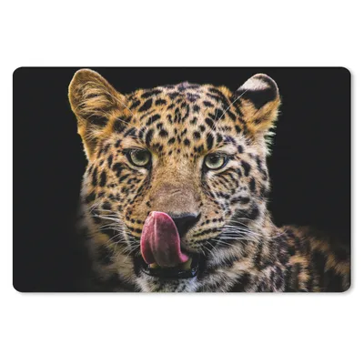 Produktbild von MuchoWow® Mauspad Mousepad Leopard - Schwarz - Nahaufnahme 27x18 cm - Mousepads - Maus Mat - Pad - Mausunterlage - Büroartikel - Desk Matten
