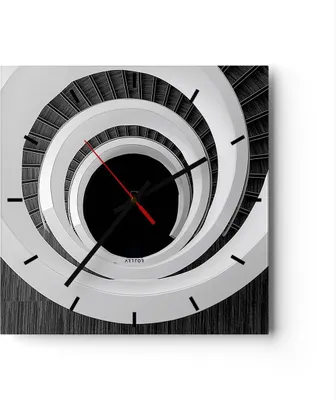 Produktbild von Wanduhr - Quadrat - Glasuhr - Stück Modern Treppe - 40x40cm - Schleichendes Uhrwerk - Lautlos - zum Aufhängen bereit - Dekoration Modern - Wanddekoration aus Glas - C3AC40x40-4132