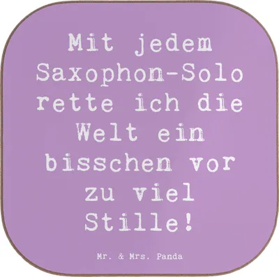Produktbild von Mr. & Mrs. Panda Tischschoner Spruch Saxophon Magie - Lavendeltraum - Geschenk, Instrument, Saxophonist, Solo, Musiker, Untersetzer Gläser, Klangwelt, Holzuntersetzer