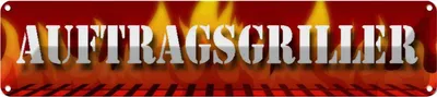 Produktbild von vianmo Blechschild 10x46 cm Auftragsgriller Feuer Dekoration Spruch Zitat