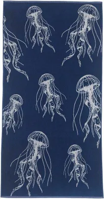 Produktbild von Famanu Strandhandtuch 100% Baumwolle - 90 x 180 cm - Blau Silber