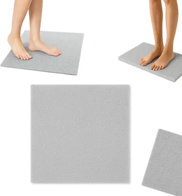 Zdjęcie produktu dla Mata łazienkowa antypoślizgowa szybkoschnąca dywanik do łazienki grey 53x53