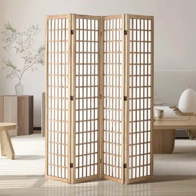 Obrázok produktu pre Paraván na ochranu súkromia v miestnosti - Japonská deliaca stena 4-dielna - Flexibilný oddeľovač miestností na kancelárske a súkromné použitie