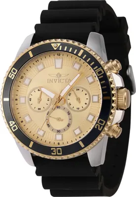 Produktbild von Invicta Pro Diver 46128 Herren Uhr - Quartz Bewegung - Edelstahl mit goldenem Zifferblatt - 45 mm