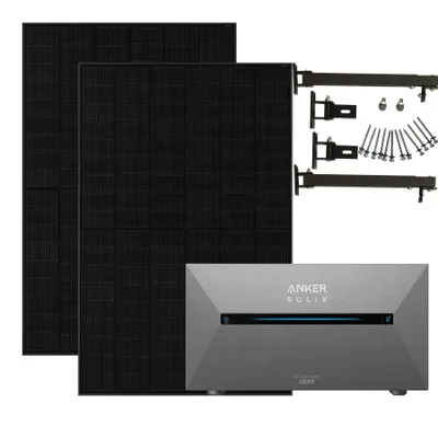 Produktbild von Anker Solix 900W Balkonkraftwerke mit Solarbank 2 Pro mit Halterung für Flachdach