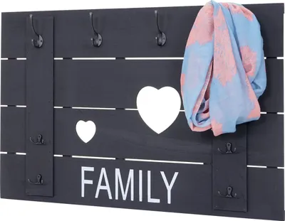 Obrázek produktu pro Nástěnná skříň HWC-C89 Family, Šatní panel Šatní skříň, Shabby-Look Vintage, 8 háčků 60x90cm  dunkelgrau, shabby