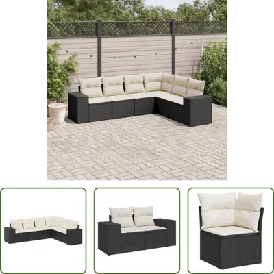 Produktbild von The Living Store 6-tlg. Garten-Sofagarnitur mit Kissen Schwarz Poly Rattan