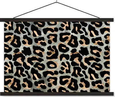 Produktbild von MuchoWow® Textilposter Pantherdruck - Schwarz - Braun - Luxus 120x80 cm mit schwarzem Rahmen - Wanddeko