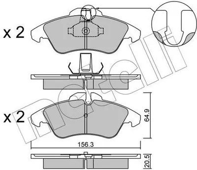 Produktbild von METELLI Bremsbeläge Satz Vorne Bremsklötze passend für MERCEDES-BENZ SPRINTER 3-t Kasten (903) 22-0256-1
