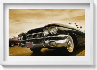 Produktbild von 1959 Cadillac Auto– Wandbild mit Rahmen – Gerahmtes Bild  – Wanddekoration – 60x40 cm –  Schwarz Rahmen