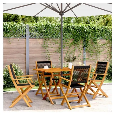 Produktbild von Klappbare Gartenstühle 4 Stück Schwarz aus Akazienholz
