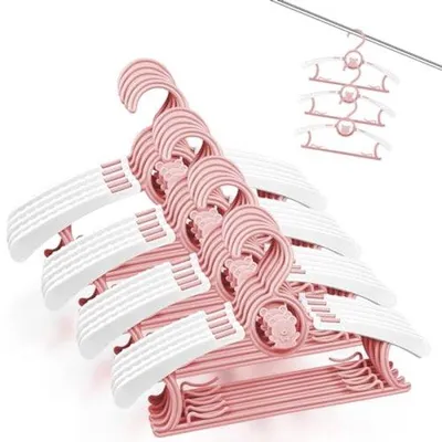 Image de 20 crochets coulissants pour vêtements, empilables - Crochets antidérapants pour vêtements pour enfants et pour bébés - Rose
