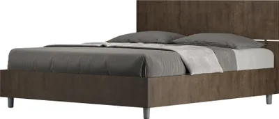 Produktbild von ITYHOME - Bett mit Lattenrost 160x190 gerades Kopfteil Nussbaum Demas