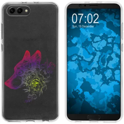 Produktbild von PhoneNatic Case kompatibel mit Huawei Honor View 10 Silikon-Hülle Floral Wolf M3-5
