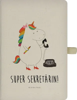 Produktbild von Mr. & Mrs. Panda notizbuch Einhorn Sekretärin - Transparent - Geschenk, Reisetagebuch, Adressbuch, Büro, Skizzenbuch, Steuerkanzlei, Einhörner, Unicorn, Tagebuch, Kladde