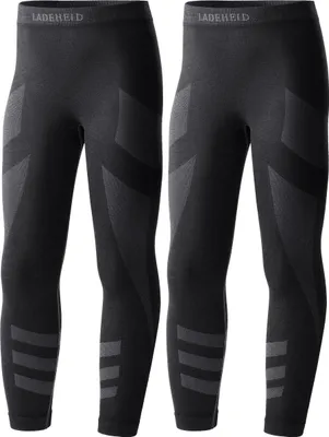 Produktbild von Ladeheid Kinder Mädchen Jungen Funktionsunterwäsche Thermoaktive Lange Unterhose LAGI008 ((2 Pack) Schwarz/Graphite, Schwarz/Graphite, 122-128)