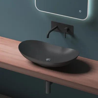Produktbild von Mai & Mai  Waschbecken Aufsatzwaschbecken Brüssel858 Waschschale Waschbecken in Schwarz matt aus Keramik inkl. Nano-Versiegelung