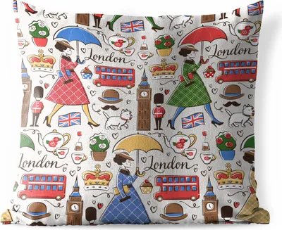 Produktbild von MuchoWow® Outdoor Kissen - Muster - London - Illustration - 50x50 cm - Wetterfest - Lounge Kissen - Komfortabel - Kissen mit Bild