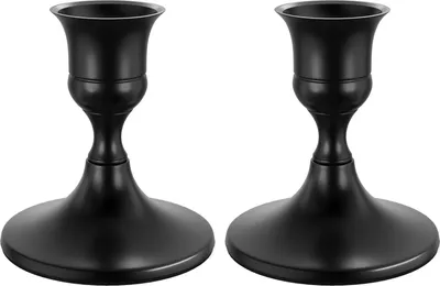 Produktbild von Kerzenständer Schwarz 2 Stück Kerzenhalter Stabkerze Schwarze Metall Stabkerzenhalter Vintage für Halloween, Advent, Weihnachten, Hochzeits
