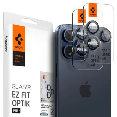 Produktbild von Spigen Optik Pro EZ Fit, Apple, iPhone 15 Pro Max, Blau, Transparent, 2 Stück(e)