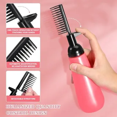 Produktbild von Haarfärbeflaschen zum Auftragen von Haarfärbemitteln, 2 Stück, 130 ml, aus Kunststoff mit Wurzelkamm und Applikator für Friseursalons und zum Haarefärben