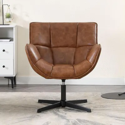 Immagine prodotto di Poltrona girevole - Poltrona - Sedia da lounge - Poltrona con braccioli - Sedia girevole - Rivestita in ecopelle - Girevole a 360°