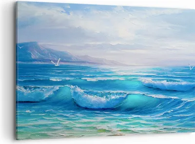 Produktbild von Bild auf Leinwand - Leinwandbild - Meer Welle Möwe - 100x70cm - Wand Bild - Wanddeko - Wandbilder - Leinwanddruck - Bilder - Kunstdruck - Wanddekoration - Leinwand bilder - Wandkunst - AA100x70-4033