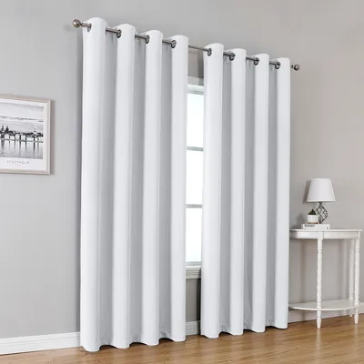 Image de 2 rideaux occultants thermiques opaques Rideau occultant avec œillets 140×240cm blanc