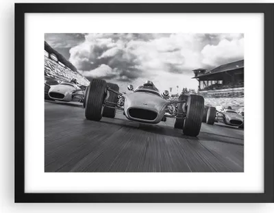 Produktbild von Gerahmtes Poster - Schwarzer Rahmen - Formel 1 Schwarz und Weiß - 40x30 cm - Wand Bild - Wanddeko - Wandbilder - Wandposter - Bilderrahmen - Bilder - Kunstdruck - Wandbild - P2BAA40x30-4127
