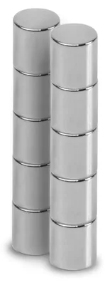 Neodymium-Magnete Ø 5 x 5 mm, 10 Stück, silber, rund