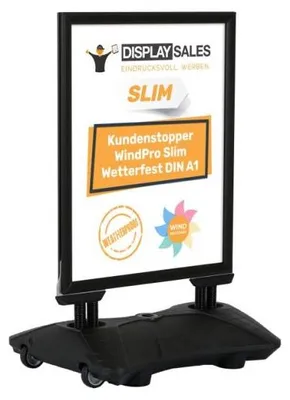 Produktbild von Kundenstopper WindPro® Slim wetterfest schwarz DIN A1