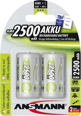 Immagine prodotto di ANSMANN - Batteria 2 x C - NiMH - (ricaricabile) - 2500 mAh