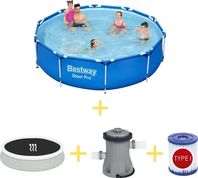 Obrázek produktu pro Bazén Bestway - Steel Pro - 305 x 76 cm - včetně solární plachty, filtračního čerpadla a filtru
