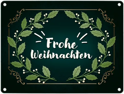 Produktbild von Frohe Weihnachten Mistelzweig Metallschild in 15x20 cm