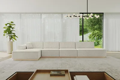 Produktbild von ALTDECOR Ecksofa in L-Form IREA-L3 412x165x80 cm Cremeweiß Corner Sofa Eckcouch Couch Wohnlandschaft Cauchsofa