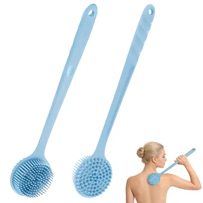 Produktbild von Solidchoice – Set aus 2 Silikon-Duschbürsten mit langem Stiel