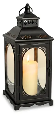 Obrázok produktu pre EstiloHome, kovové lucerny "Rosehill M", 40 cm – čierna vintage lampa na sviečky a dekorácie
