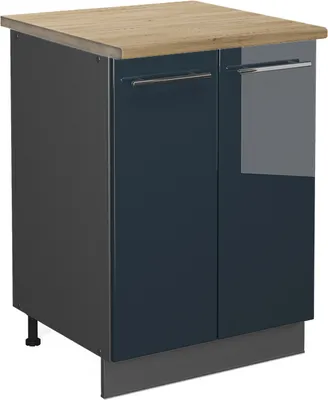 Produktbild von Küchenunterschrank Vicco Fame-Line Dunkelblau Hochglanz 60 cm , AP Eiche, Model 48795
