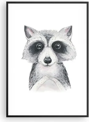 Produktbild von Gerahmtes Poster - Schwarzer Rahmen - Waschbär Bild Kinder - 70x100 cm - Wand Bild - Wanddeko - Wandbilder - Kunstposter - Wandposter - Bilderrahmen - Bilder - Kunstdruck - P2BPA70x100-4607