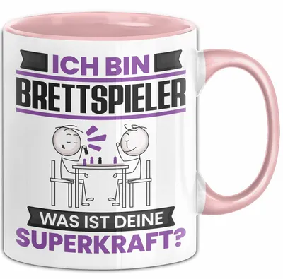 Produktbild von Brettspieler Tasse Geschenk für Brettspieler Geburtstag Lustiger Spruch Kaffee-Becher Was Ist Deine Superkraft (Rosa)